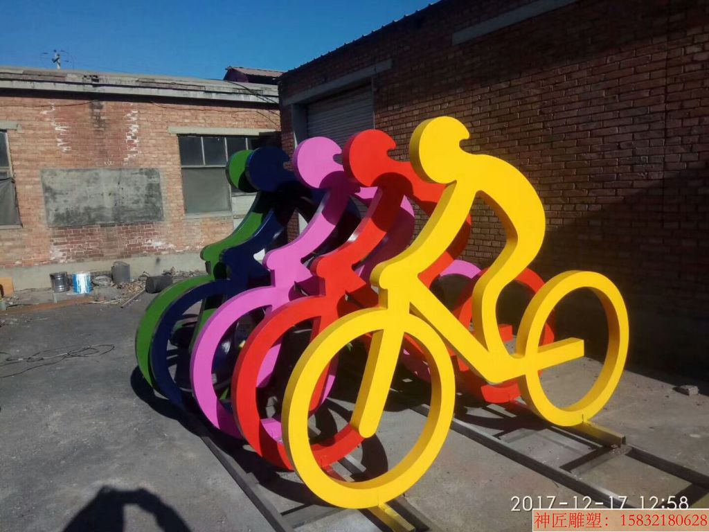 人物骑车雕塑 不锈钢抽象雕塑 (2)